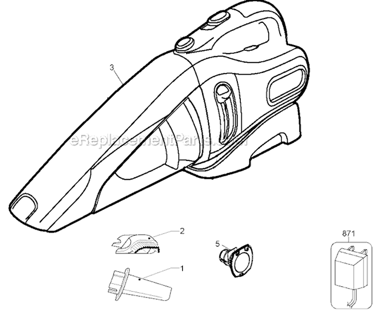 Page A Diagram and Parts List for CHV1418 Type 1 Black and Decker Hand Vacuum